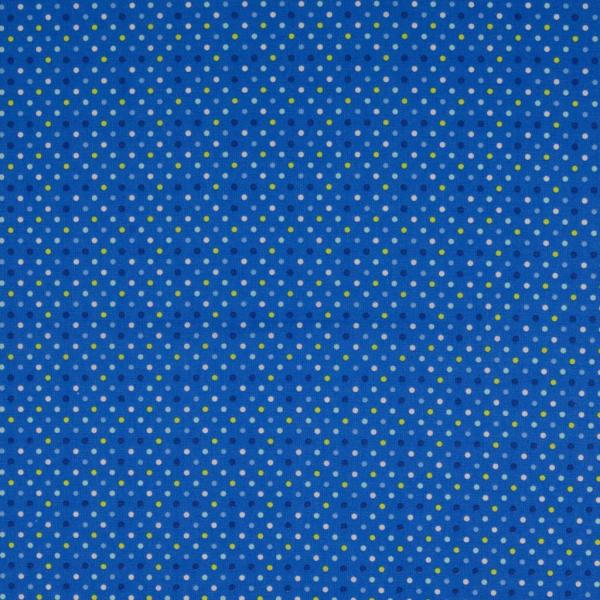 Baumwoll Druck kleine Punkte Blau/Dunkelblau/Grün/Weiß auf Blau
